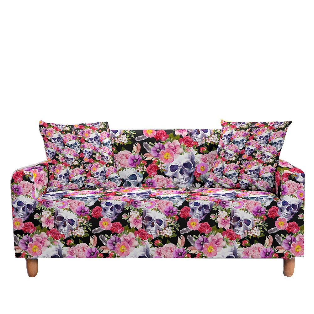 Skull And Rose Sweet Sofa Cover - Pillow Cover Not Included