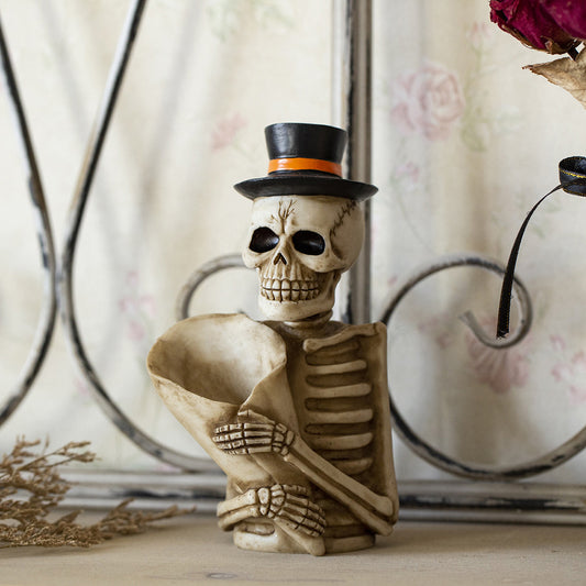 Halloween Skull Statue Pen and makeup Holder Desk Decoration for men and women